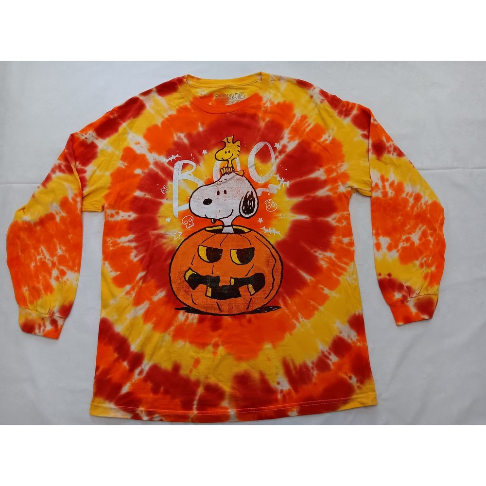 Peanuts‎ Snoopy Woodstock Halloween Tie Dye Long Sleeve Shirt Adult Medium